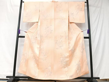 平和屋着物■上質な小紋　草花文　竹　暈し染め　正絹　逸品　CABK9788xe