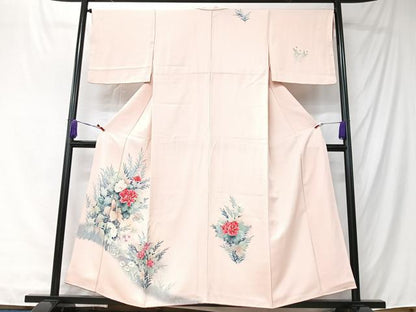 平和屋着物■訪問着　手描き　草花文　暈し染め　正絹　逸品　CABK9789xe