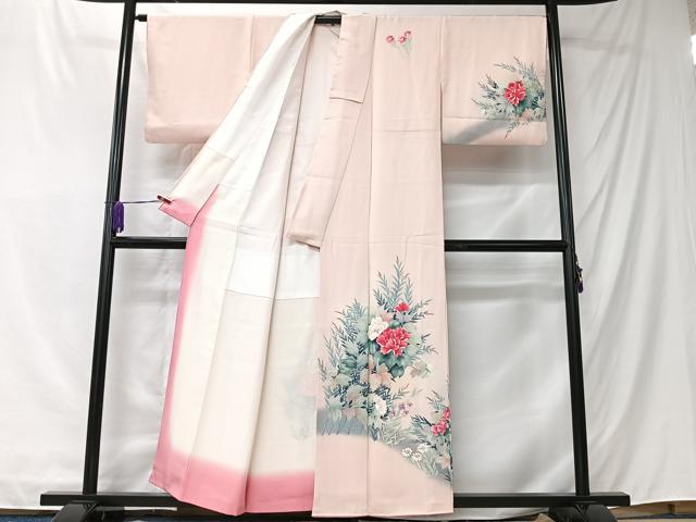 平和屋着物■訪問着　手描き　草花文　暈し染め　正絹　逸品　CABK9789xe