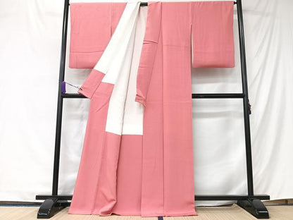 平和屋着物■上質な色無地　甚三紅色　正絹　逸品　CABK9790xe