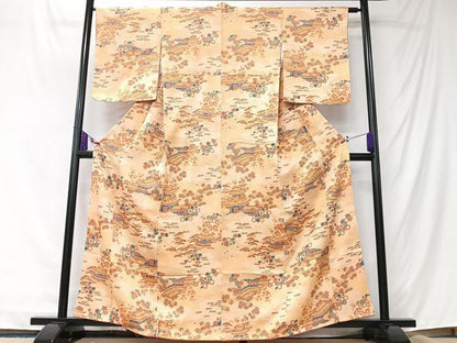 平和屋着物■上質な小紋　松竹梅風景花文　正絹　逸品　CABK9793xe