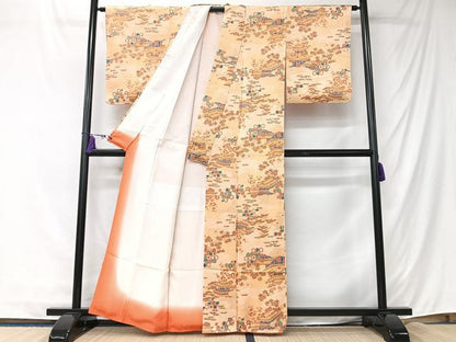 平和屋着物■上質な小紋　松竹梅風景花文　正絹　逸品　CABK9793xe