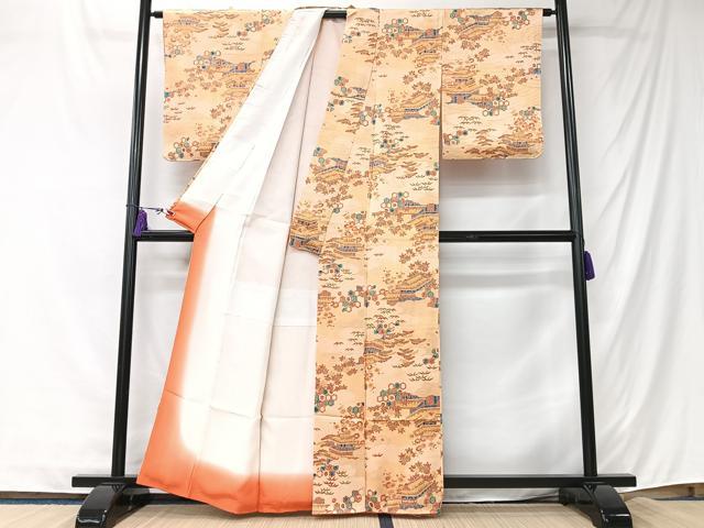 平和屋着物■上質な小紋　松竹梅風景花文　正絹　逸品　CABK9793xe