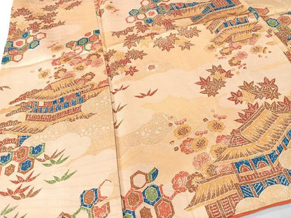 平和屋着物■上質な小紋　松竹梅風景花文　正絹　逸品　CABK9793xe