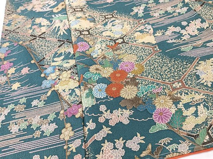 平和屋着物■上質な小紋　芝草花文　鬼しぼ縮緬　やまと誂製　正絹　逸品　CABK9797xe