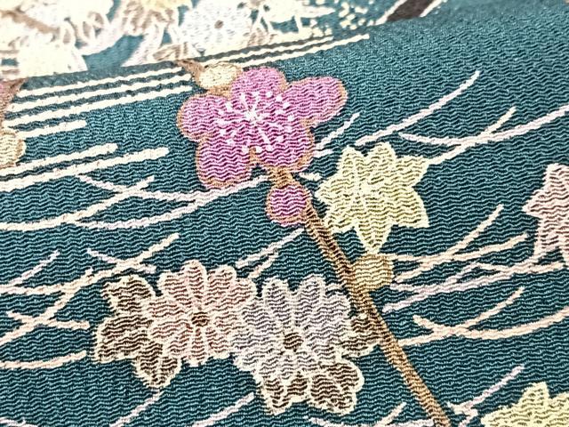 平和屋着物■上質な小紋　芝草花文　鬼しぼ縮緬　やまと誂製　正絹　逸品　CABK9797xe