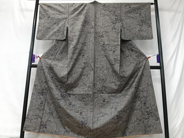 平和屋着物■上質な紬　笹竹枝花文　正絹　逸品　CABK9799xe