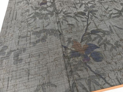 平和屋着物■上質な紬　笹竹枝花文　正絹　逸品　CABK9799xe