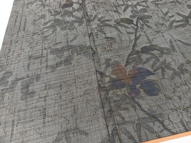 平和屋着物■上質な紬　笹竹枝花文　正絹　逸品　CABK9799xe