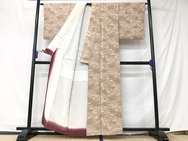 平和屋着物■上質な小紋　立波花文　正絹　逸品　CABK9800xe