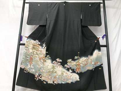 平和屋着物■豪華黒留袖　作家物　風景文　鉾　暈し染め　金彩　正絹　逸品　CABK9801xe