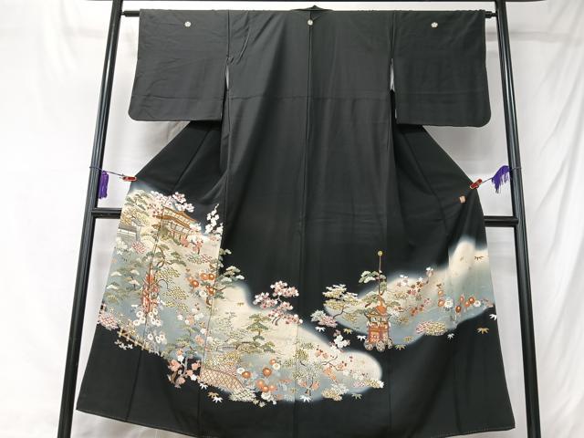 平和屋着物■豪華黒留袖　作家物　風景文　鉾　暈し染め　金彩　正絹　逸品　CABK9801xe