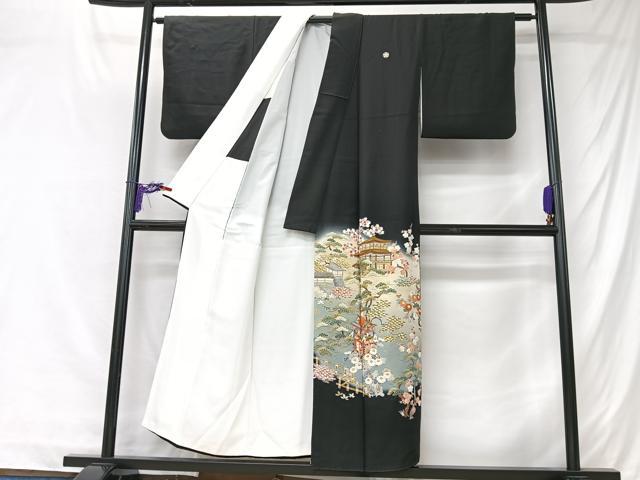 平和屋着物■豪華黒留袖　作家物　風景文　鉾　暈し染め　金彩　正絹　逸品　CABK9801xe
