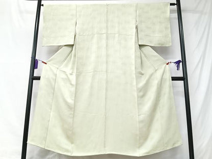 平和屋着物■上質な色無地　菊地紋　若芽色　正絹　逸品　CABK9802xe