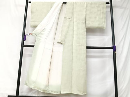 平和屋着物■上質な色無地　菊地紋　若芽色　正絹　逸品　CABK9802xe