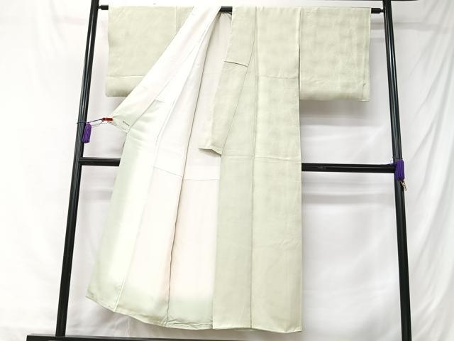 平和屋着物■上質な色無地　菊地紋　若芽色　正絹　逸品　CABK9802xe