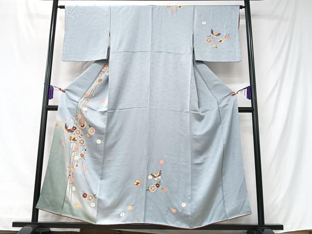 平和屋着物■訪問着　枝垂れ花蝶文　暈し染め　金彩　正絹　逸品　CABK9803xe
