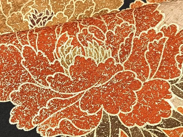 平和屋着物■訪問着　舞花文　黒地　金彩　正絹　逸品　CABK9807xe