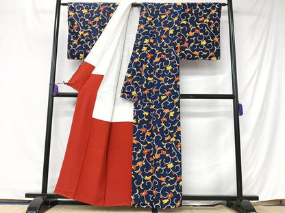 平和屋着物■上質な小紋　花唐草文　正絹　逸品　未使用　CABK9808xe