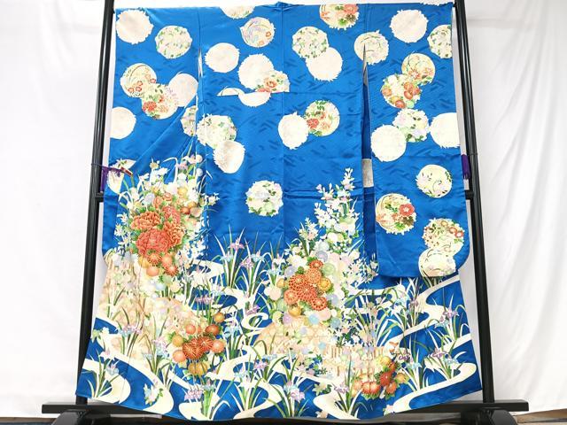 平和屋着物■豪華振袖　駒刺繍　流水草花文　金彩　正絹　逸品　CABK9811xe