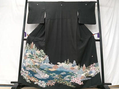 平和屋着物■豪華黒留袖　作家物　風景文　正絹　逸品　CABK9814xe