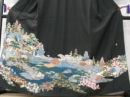 平和屋着物■豪華黒留袖　作家物　風景文　正絹　逸品　CABK9814xe