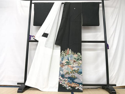 平和屋着物■豪華黒留袖　作家物　風景文　正絹　逸品　CABK9814xe