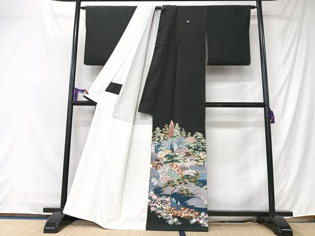 平和屋着物■豪華黒留袖　作家物　風景文　正絹　逸品　CABK9814xe