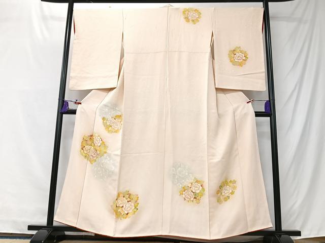 平和屋着物■訪問着　刺繍　花丸文　金彩　正絹　逸品　CABK9816xe