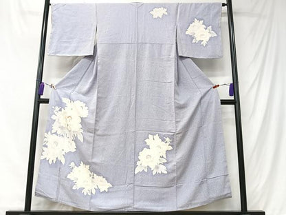 平和屋着物■訪問着　手描き　舞花文　たたき染め　銀彩　正絹　逸品　未使用　CABK9818xe