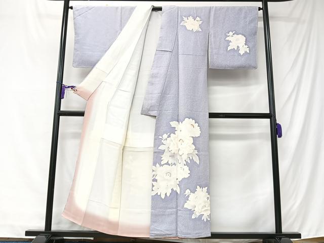 平和屋着物■訪問着　手描き　舞花文　たたき染め　銀彩　正絹　逸品　未使用　CABK9818xe