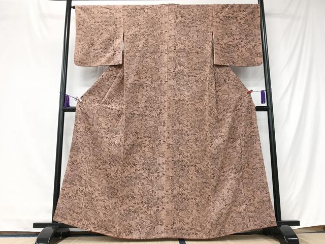 平和屋着物■上質な小紋　草花文　鬼しぼ縮緬　胴抜き仕立て　正絹　逸品　CABK9820xe