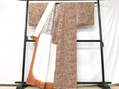 平和屋着物■上質な小紋　草花文　鬼しぼ縮緬　胴抜き仕立て　正絹　逸品　CABK9820xe