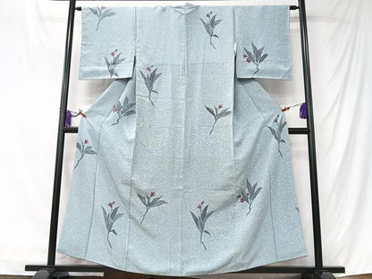 平和屋着物■上質な小紋　草花文　正絹　逸品　CABK9822xe