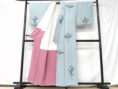 平和屋着物■上質な小紋　草花文　正絹　逸品　CABK9822xe
