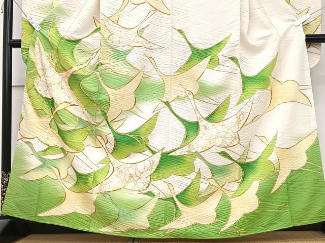 平和屋着物■豪華振袖　駒刺繍　飛鶴文　金彩　正絹　逸品　CABK9826xe