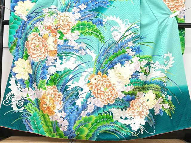 平和屋着物■豪華振袖　駒刺繍　草花文　金彩　正絹　逸品　CABK9827xe