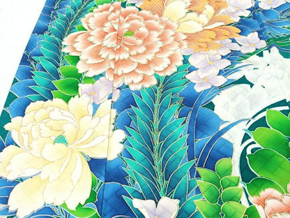 平和屋着物■豪華振袖　駒刺繍　草花文　金彩　正絹　逸品　CABK9827xe