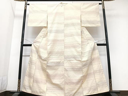 平和屋着物■上質な紬　横段文　正絹　逸品　CABK9832xe