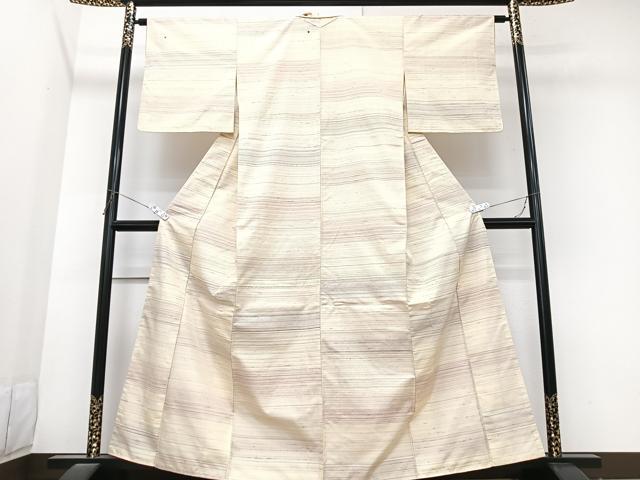 平和屋着物■上質な紬　横段文　正絹　逸品　CABK9832xe