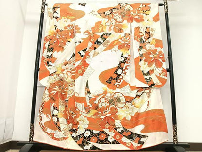 平和屋着物■豪華振袖　駒刺繍　短冊花鼓文　金彩　正絹　逸品　CABK9834xe