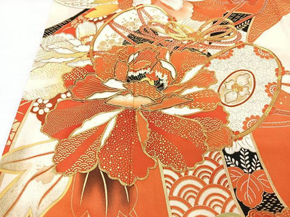 平和屋着物■豪華振袖　駒刺繍　短冊花鼓文　金彩　正絹　逸品　CABK9834xe
