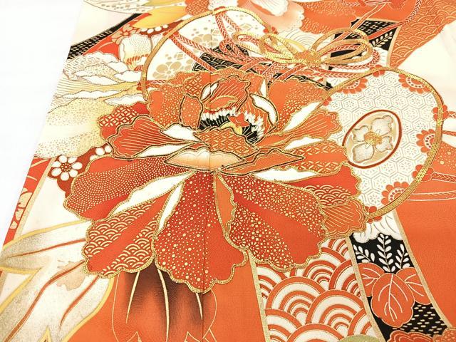 平和屋着物■豪華振袖　駒刺繍　短冊花鼓文　金彩　正絹　逸品　CABK9834xe
