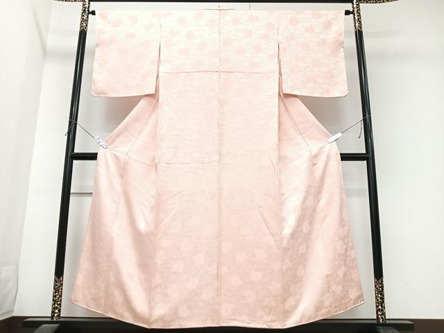 平和屋着物■上質な色無地　菊地紋　紅色　正絹　逸品　CABK9835xe