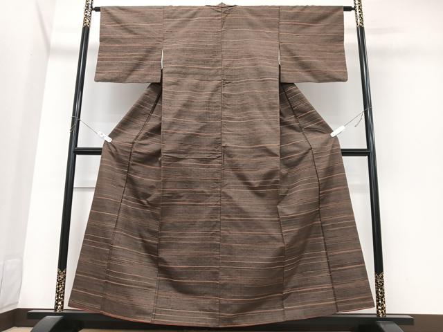 平和屋着物■上質な紬　横段文　正絹　逸品　CABK9838xe