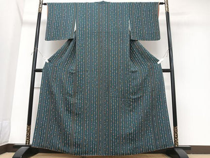 平和屋着物■上質な小紋　花間道　鬼しぼ縮緬　正絹　逸品　CABK9839xe