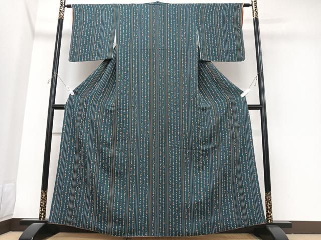 平和屋着物■上質な小紋　花間道　鬼しぼ縮緬　正絹　逸品　CABK9839xe