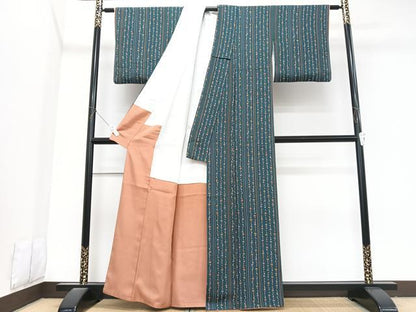 平和屋着物■上質な小紋　花間道　鬼しぼ縮緬　正絹　逸品　CABK9839xe