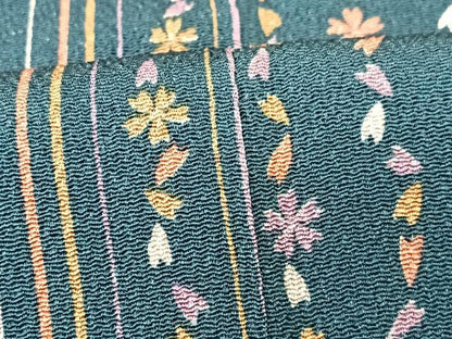 平和屋着物■上質な小紋　花間道　鬼しぼ縮緬　正絹　逸品　CABK9839xe