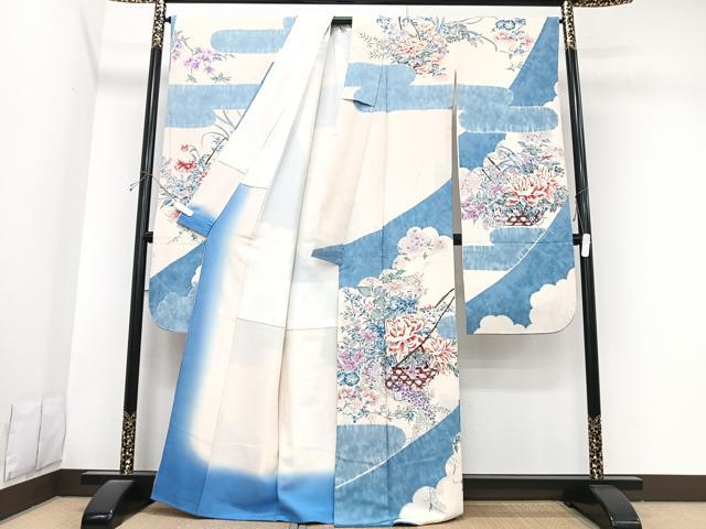 平和屋着物■豪華振袖　花籠文　銀彩　正絹　逸品　CABK9842xe
